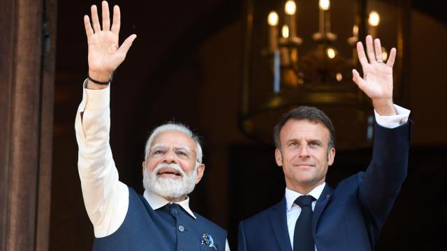 Narendra Modi y Emmanuel Macron.