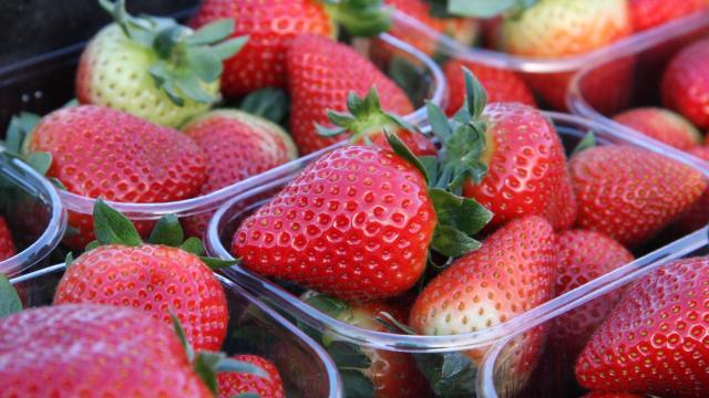 Una tarrina de fresas.