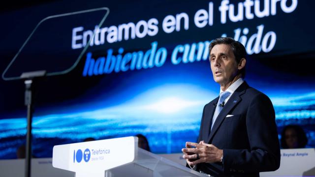 José María Álvarez-Pallete, presidente ejecutivo de Telefónica, durante la junta general de accionistas de 2024.