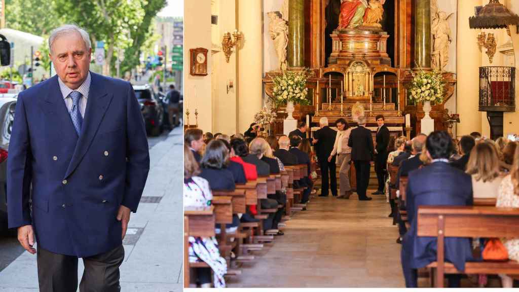 Fernando Martínez de Irujo y una imagen del interior de la iglesia.