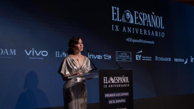 La presidenta de la Comunidad de Madrid, Isabel Díaz Ayuso, este miércoles en la IX edición de los Premios Los Leones de EL ESPAÑOL.