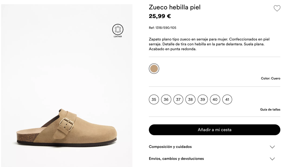 Zueco hebilla piel.