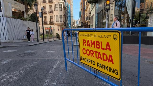 Cortes de tráfico en la Rambla, en una imagen de archivo.
