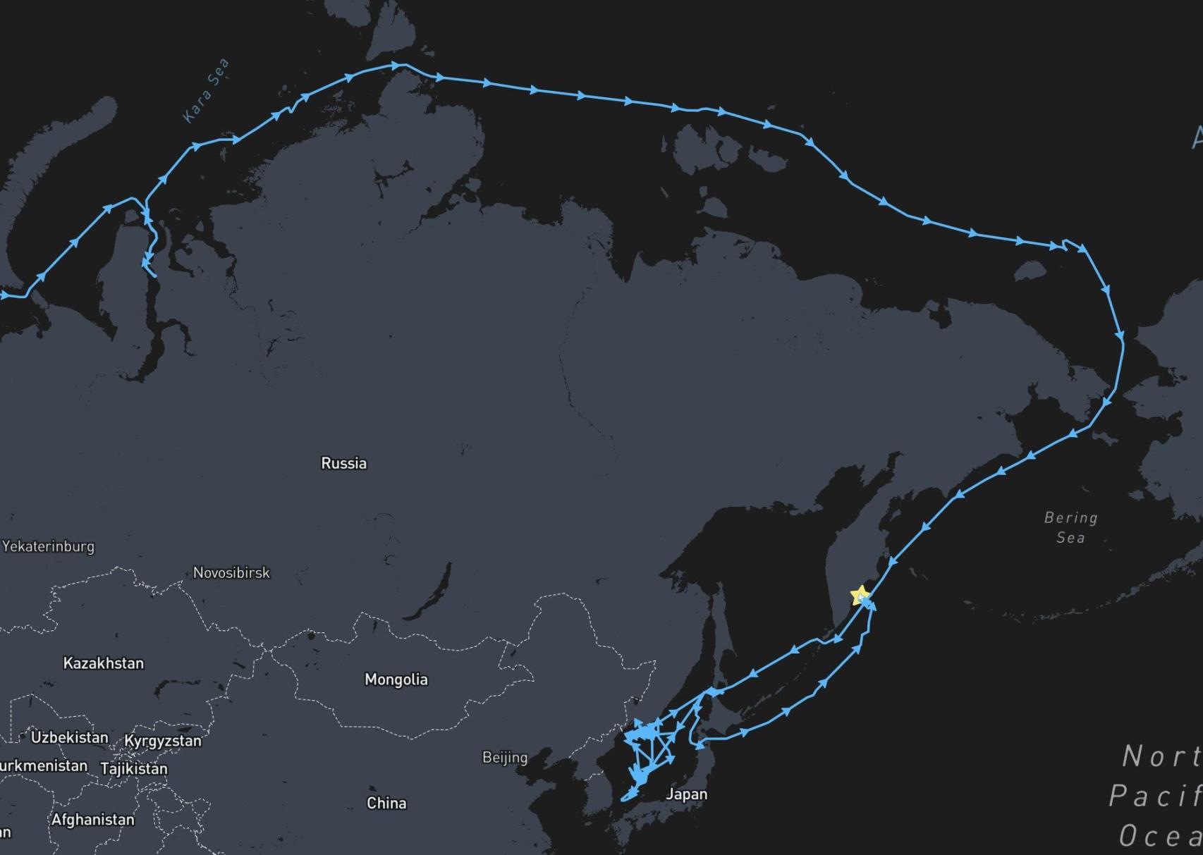 Recorrido de los metaneros desde la planta rusa Arctic LNG 2