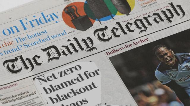 Fotomontaje de una noticia en The Telegraph