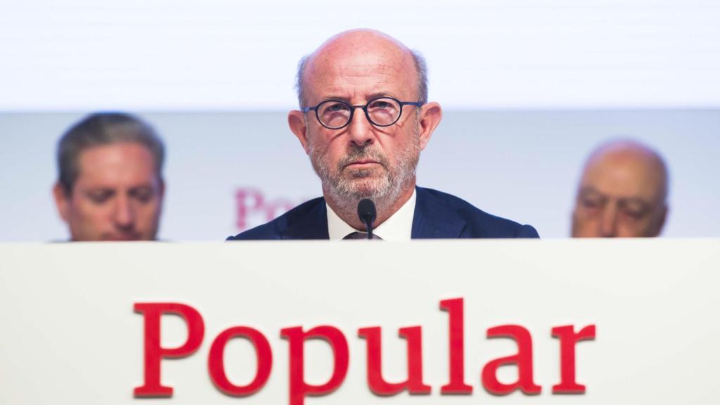 Emilio Saracho, expresidente de Popular, durante una junta de accionistas del desaparecido banco.