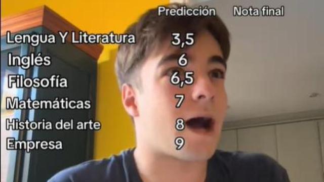 El usuario de TikTok @manri_garo reaccionando a sus notas en la PAU.